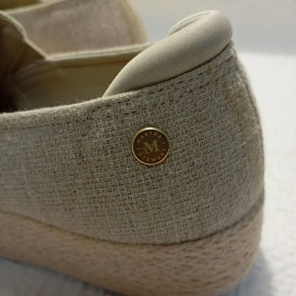 Skechers Martha Stewart Women Slip-On Espadrille Platform Shoes Beige Sz 10